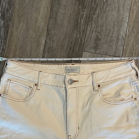 PACSUN | Stretch Mom High Rise Cream Denim Straight Leg Pants - Picture 11 of 16